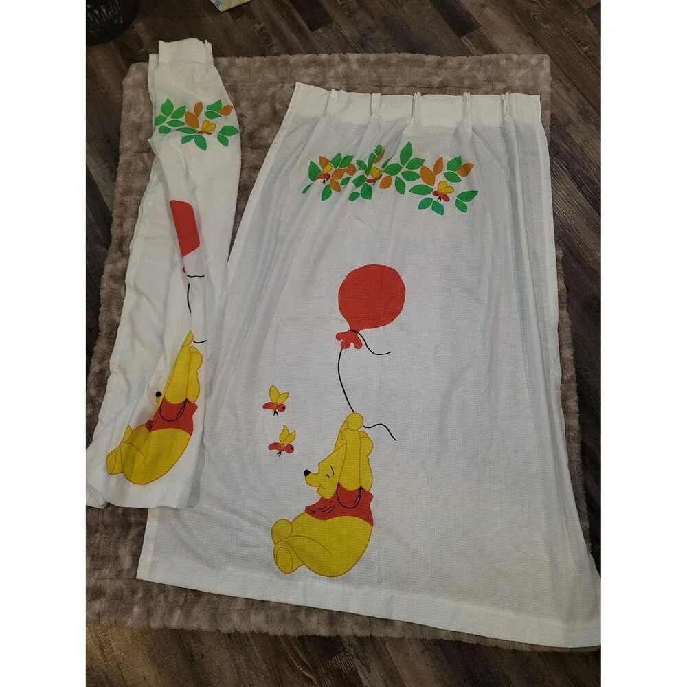 Vintage Pair Of Winnie The Pooh Drapes for Kids Room Or Nursery